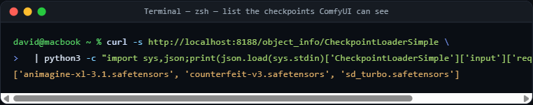 API returning the list of available checkpoints