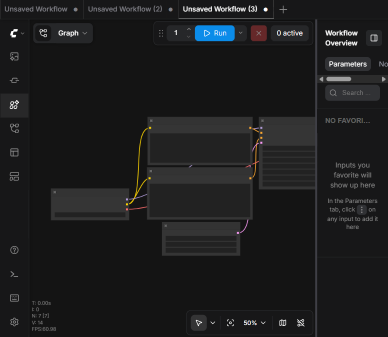 ComfyUI canvas with the loaded workflow graph and Run button
