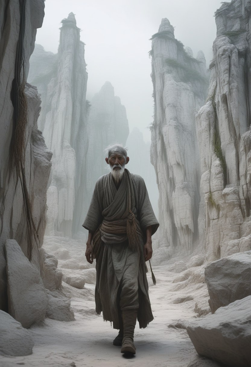 A single grey walking corpse in ragged farmer's clothes