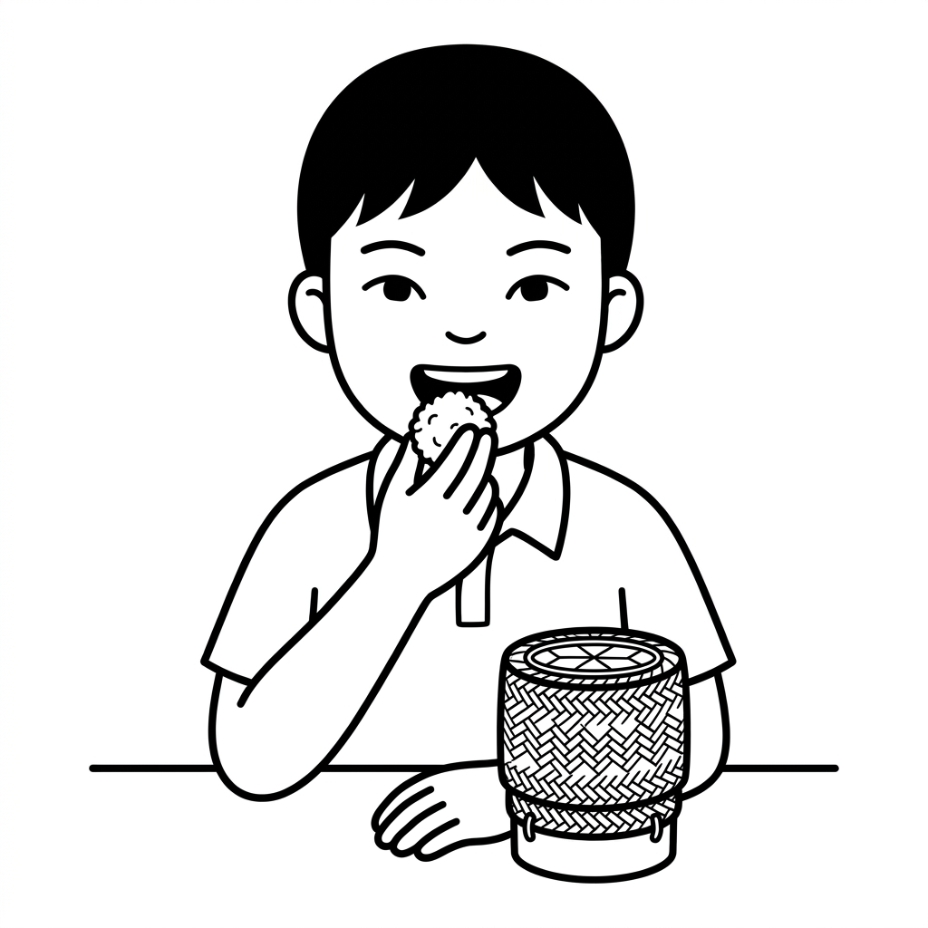 eating sticky rice