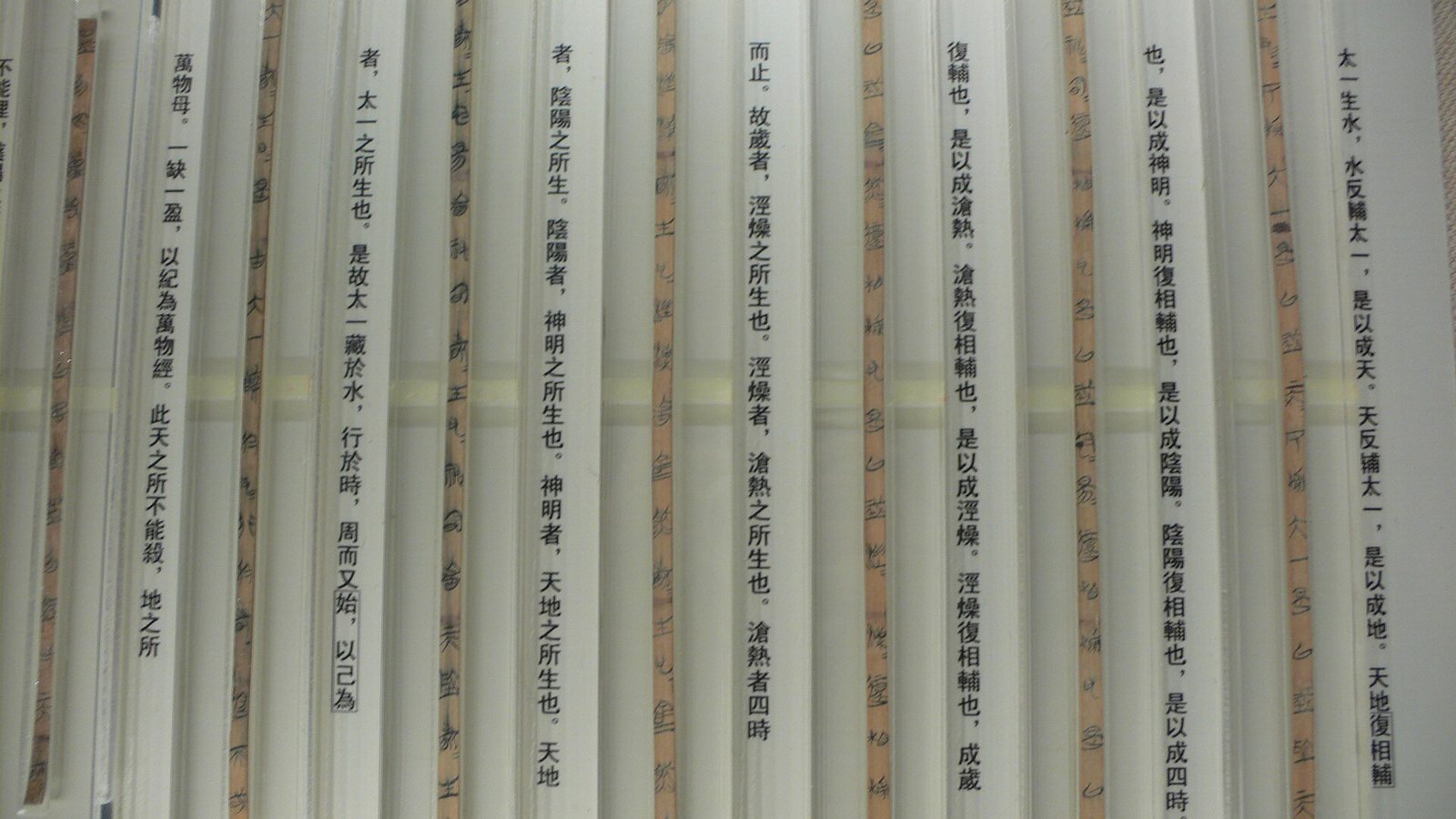 Bamboo slips from the Guodian tomb, bound in sequence, densely written in Chu-state script